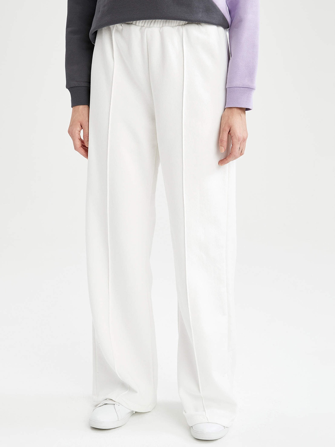 

DeFacto Women White Solid Parallel Trousers