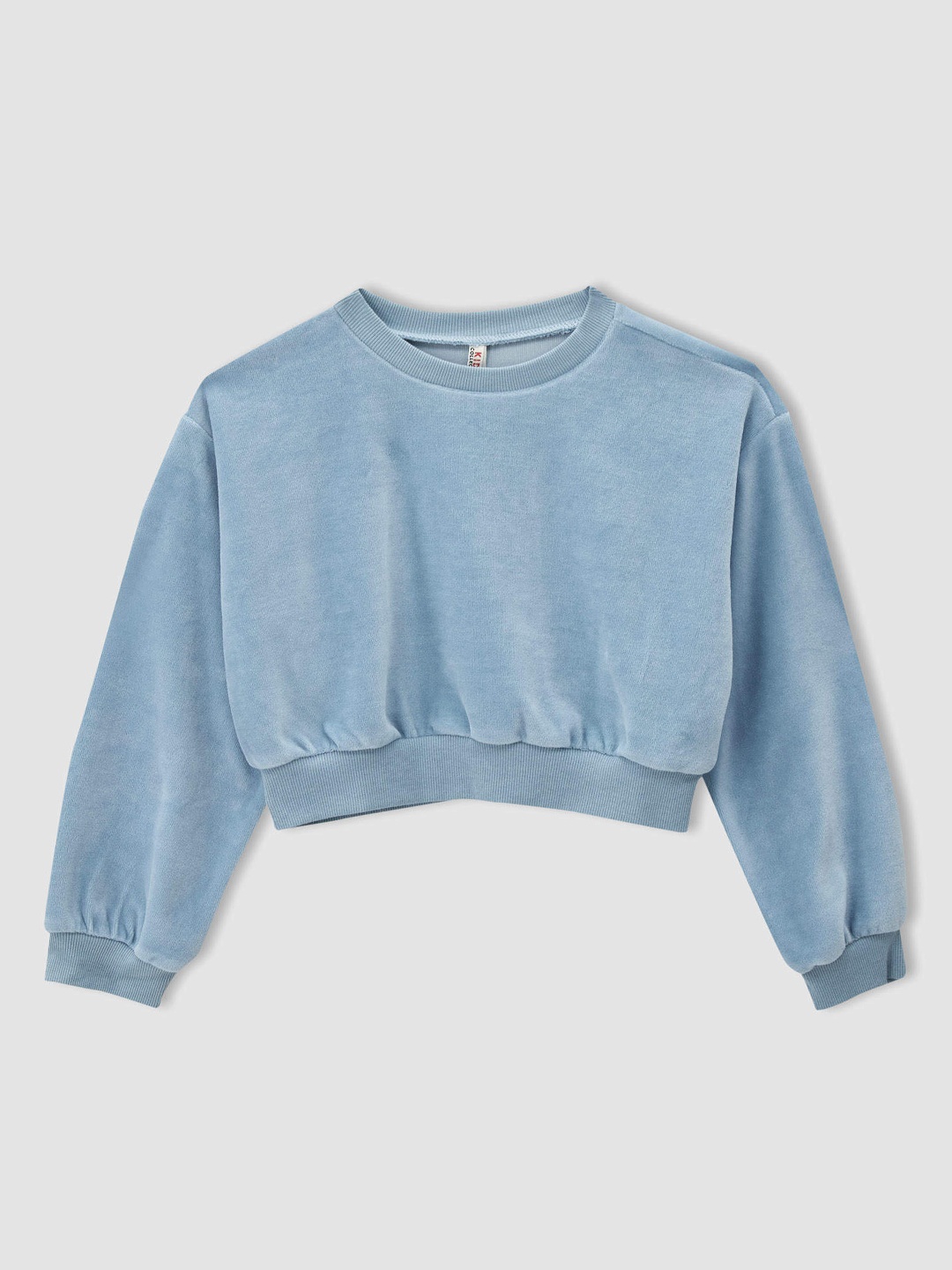

DeFacto Girls Blue Solid Crop Sweatshirt