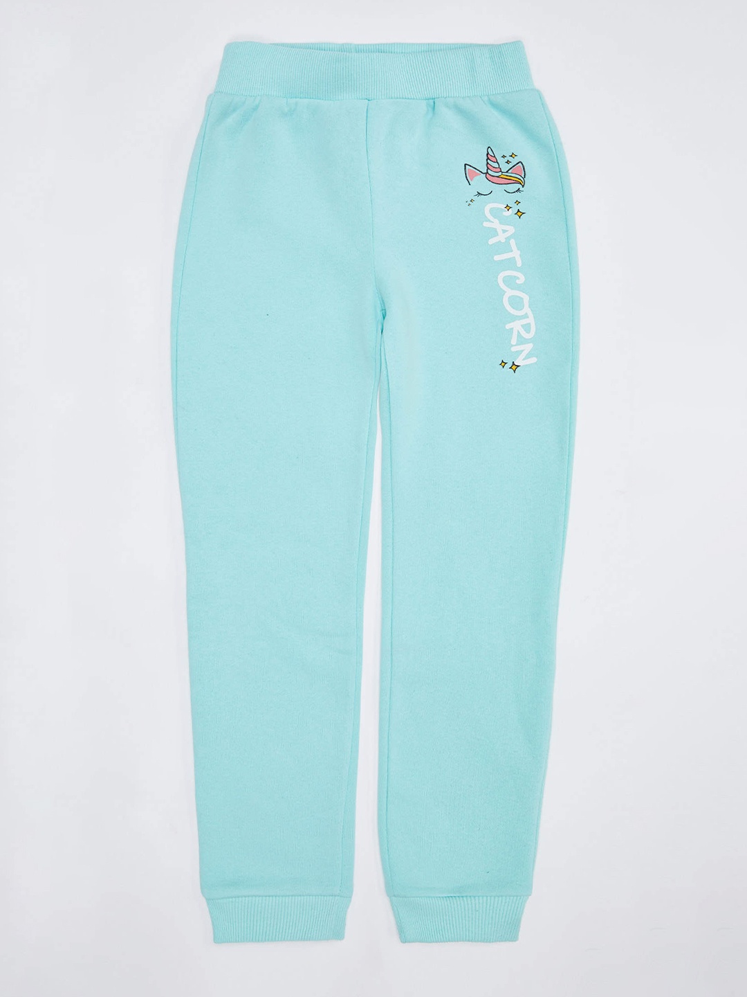 

DeFacto Girls Turquoise Blue Printed Joggers Trousers
