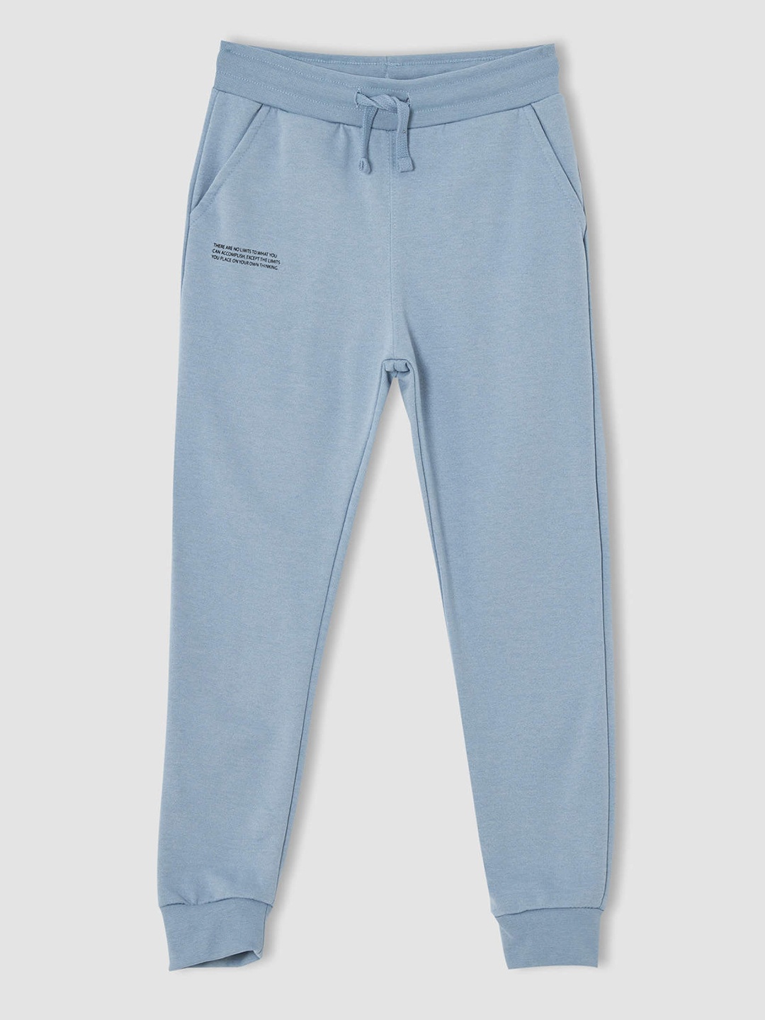 

DeFacto Boys Blue Solid Slim Fit Joggers with Printed Detail