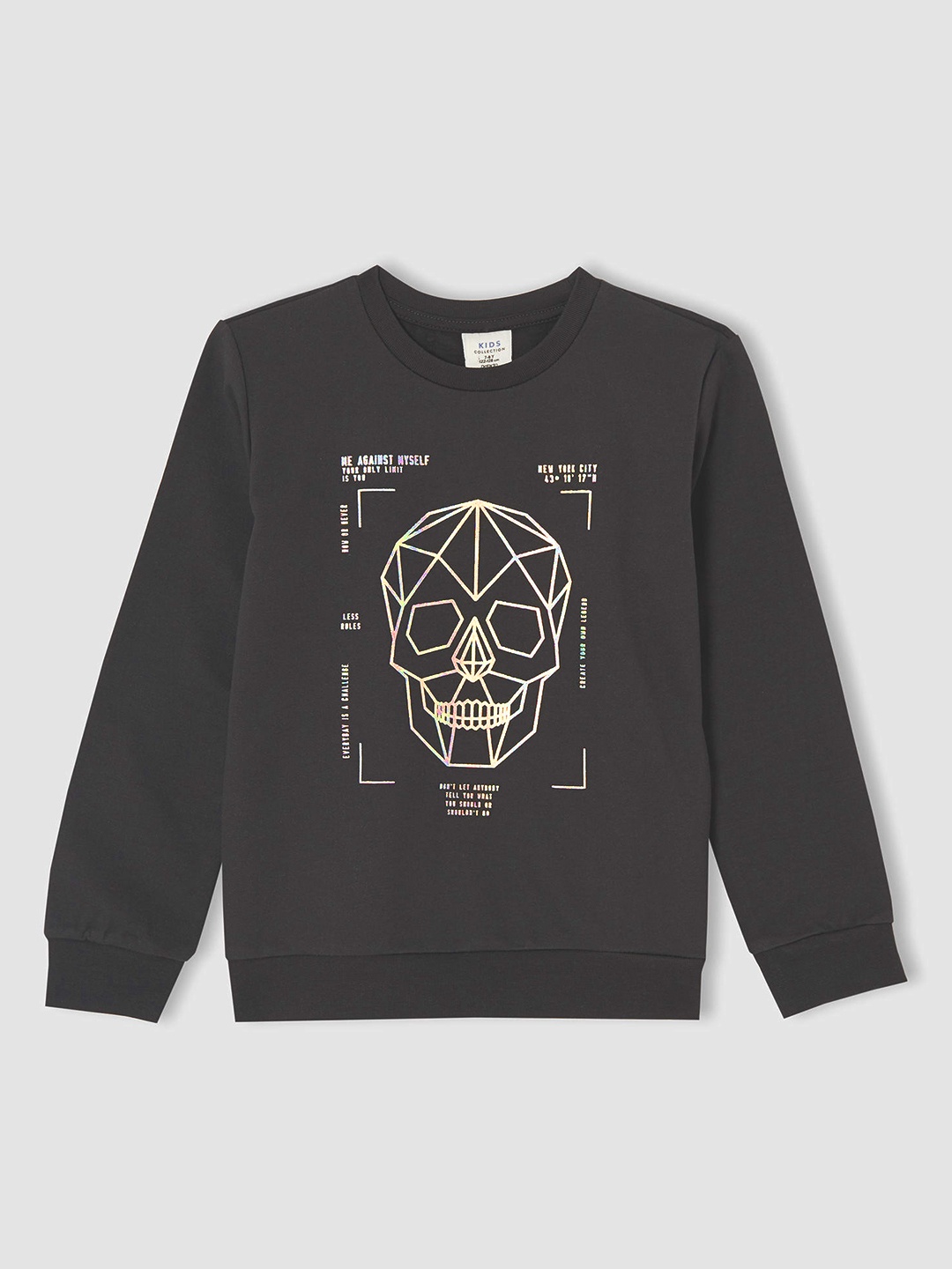 

DeFacto Boys Charcoal Grey & Silver Printed Sweatshirt