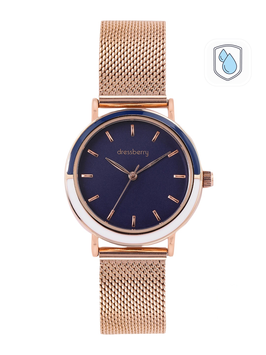 

DressBerry Women Rose Gold-Toned Printed Dial & Rose Gold-Plated Straps Analogue Watch, Navy blue