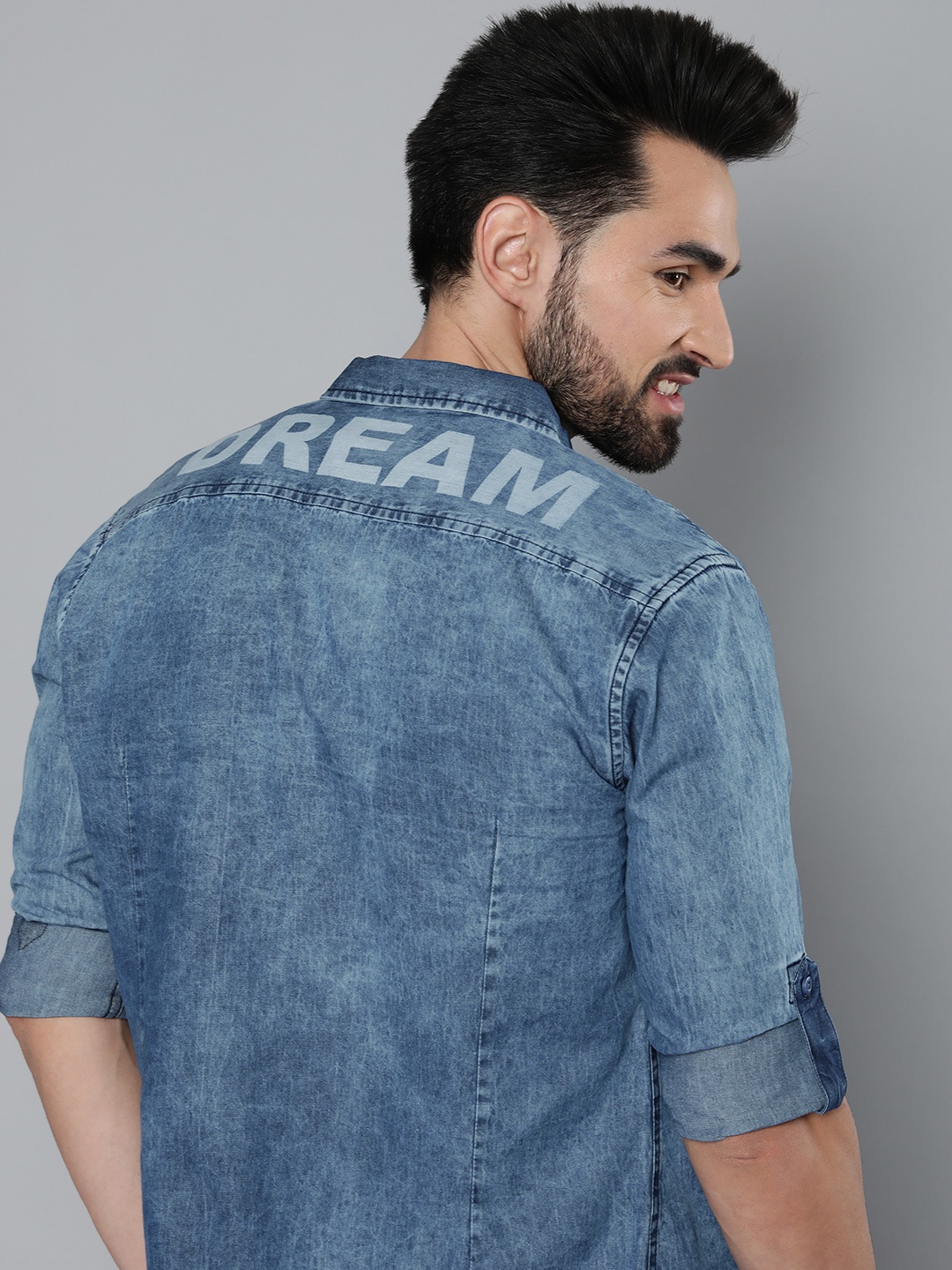 

HERE&NOW Men Indigo Shaded Slim Fit Sustainable Casual Shirt, Blue
