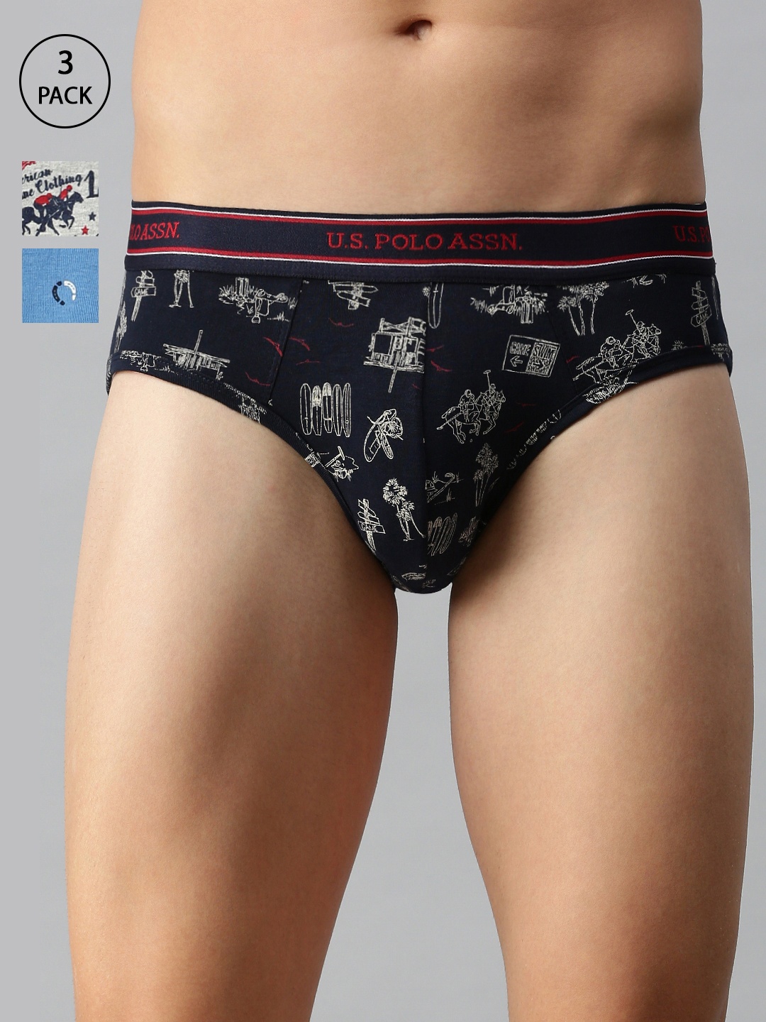 

U.S. Polo Assn. Men Multi Solid Cotton Briefs Pack of 3 I615-WGN-P3