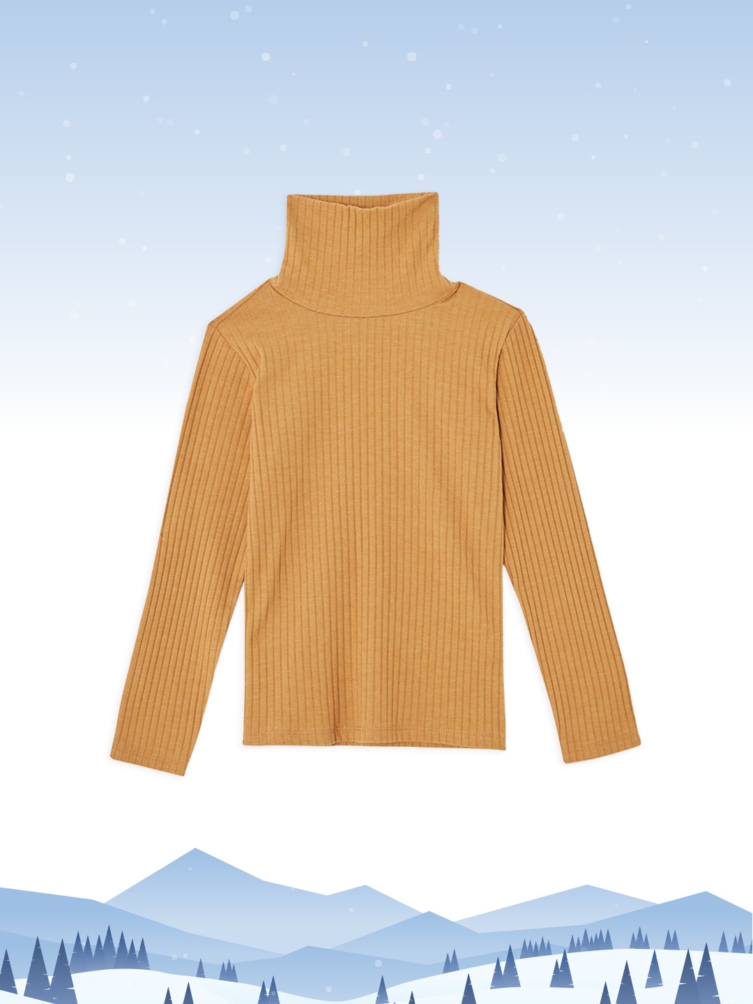 

DeFacto Girls Mustard Yellow Ribbed Turtle Neck Top