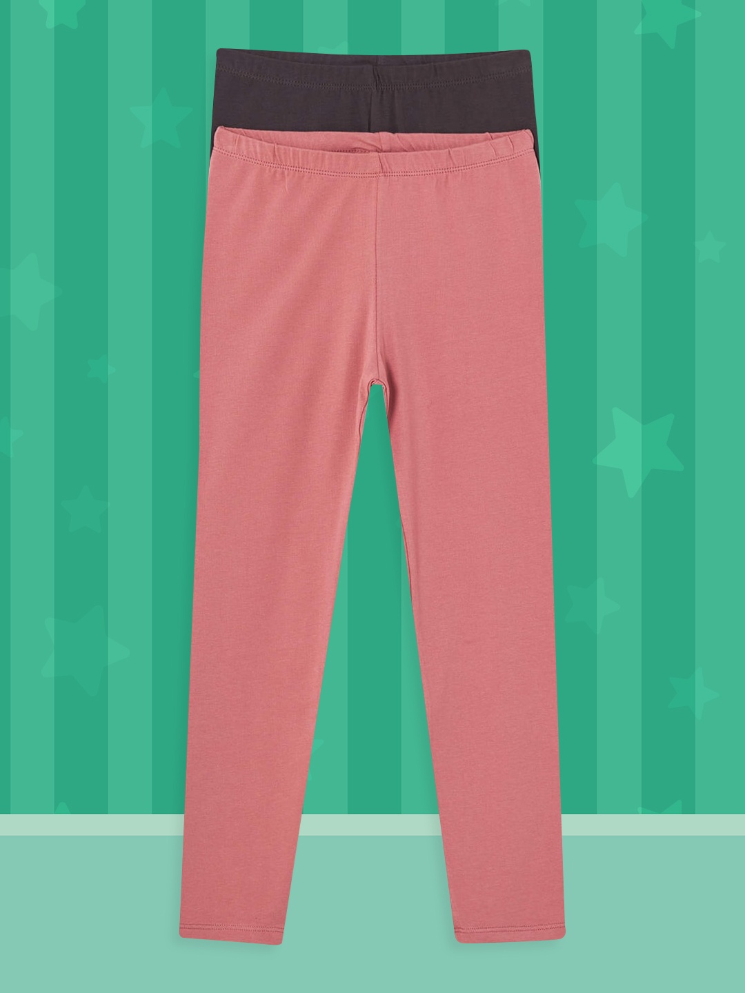 

DeFacto Girls Pack of 2 Solid Ankle-Length Leggings, Pink