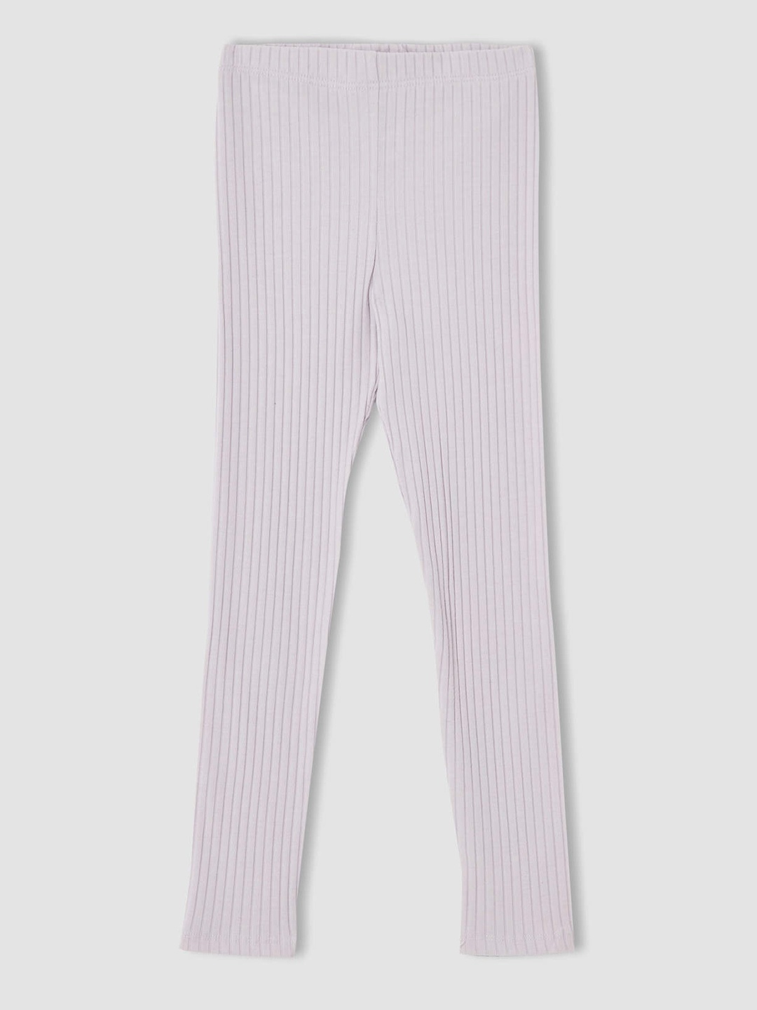 

DeFacto Girls Lavender Self-Striped Ankle-Length Leggings