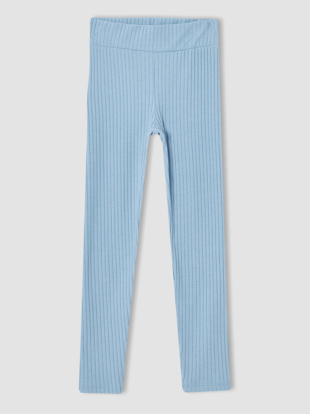 

DeFacto Girls Blue Self-Striped Ankle-Length Leggings