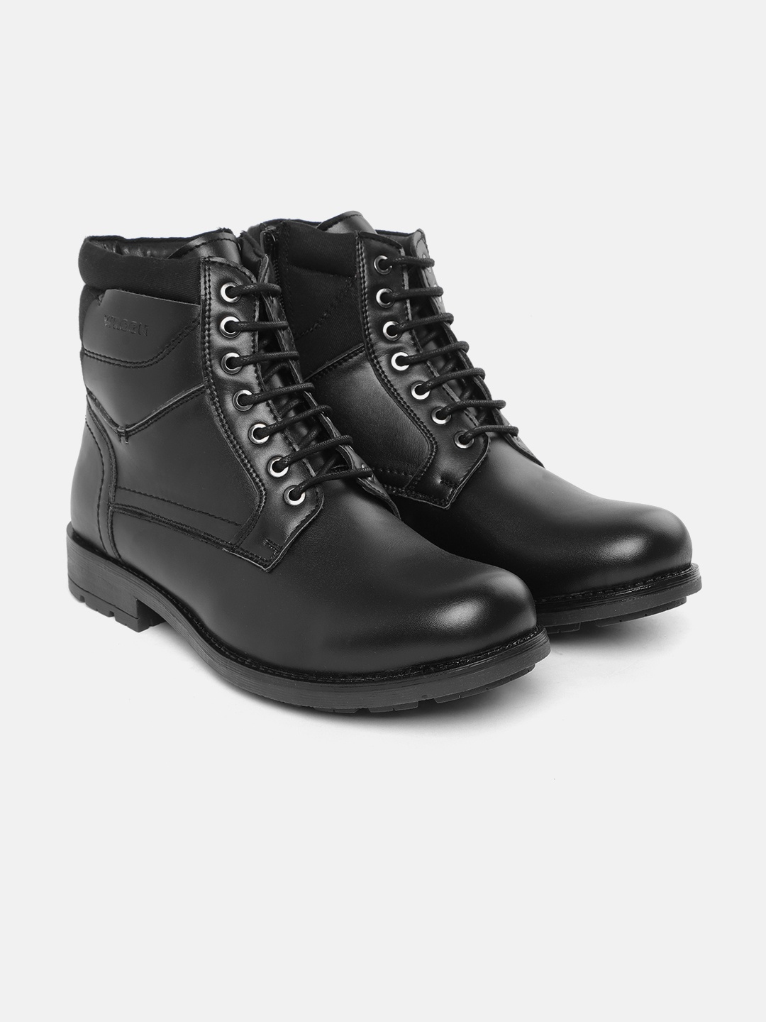 

WROGN Men Black Solid Mid-Top Flat Boots