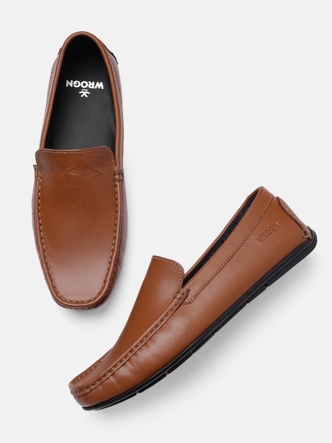 

WROGN Men Tan Solid Regular Loafers