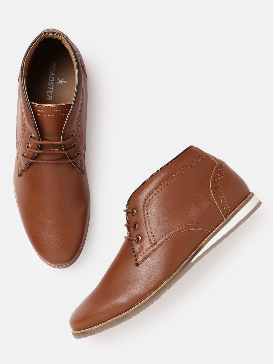 

The Roadster Lifestyle Co Men Tan Brown Solid Mid-Top Derbys