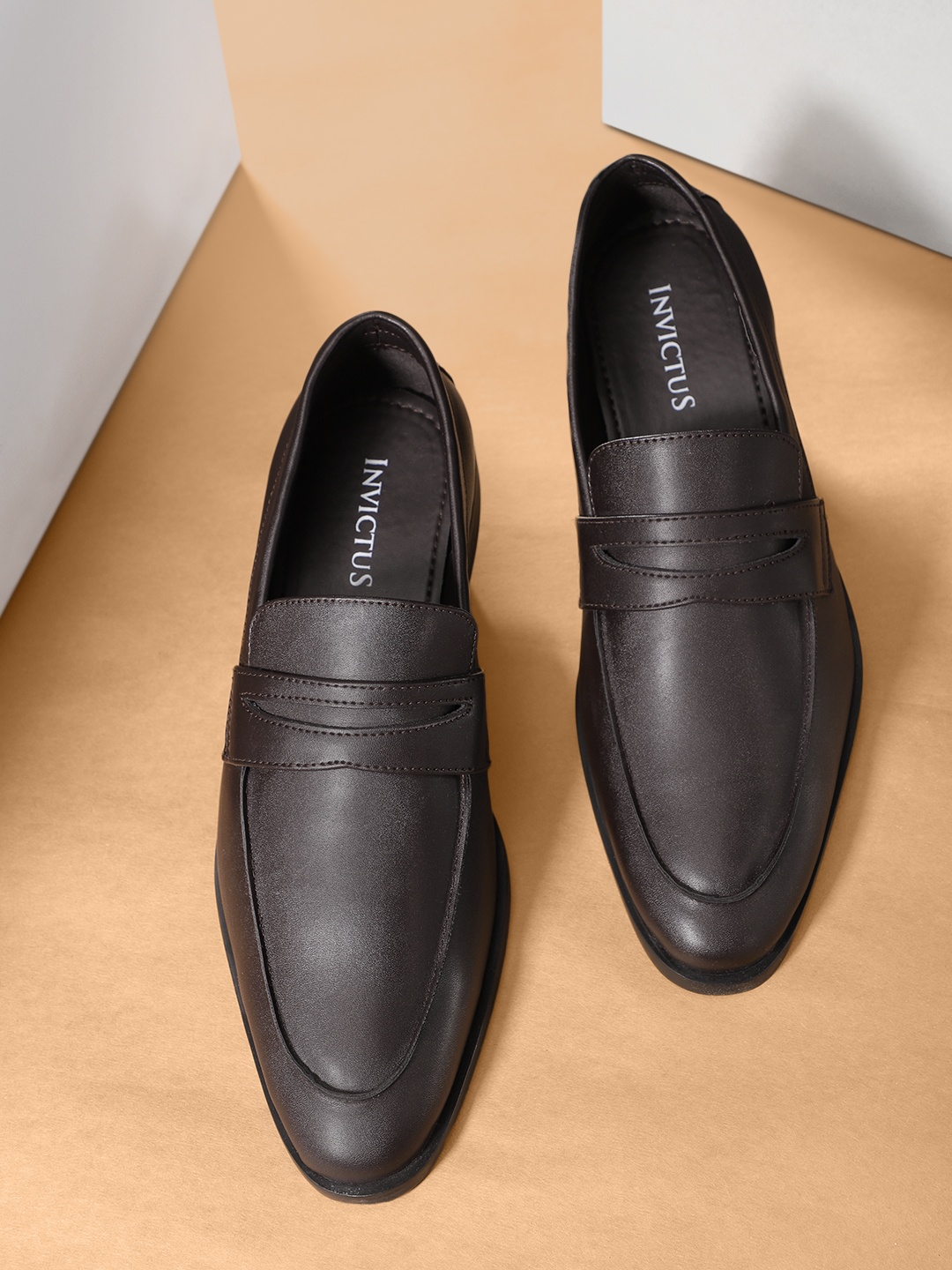 

INVICTUS Men Coffee Brown Solid Formal Slip-Ons
