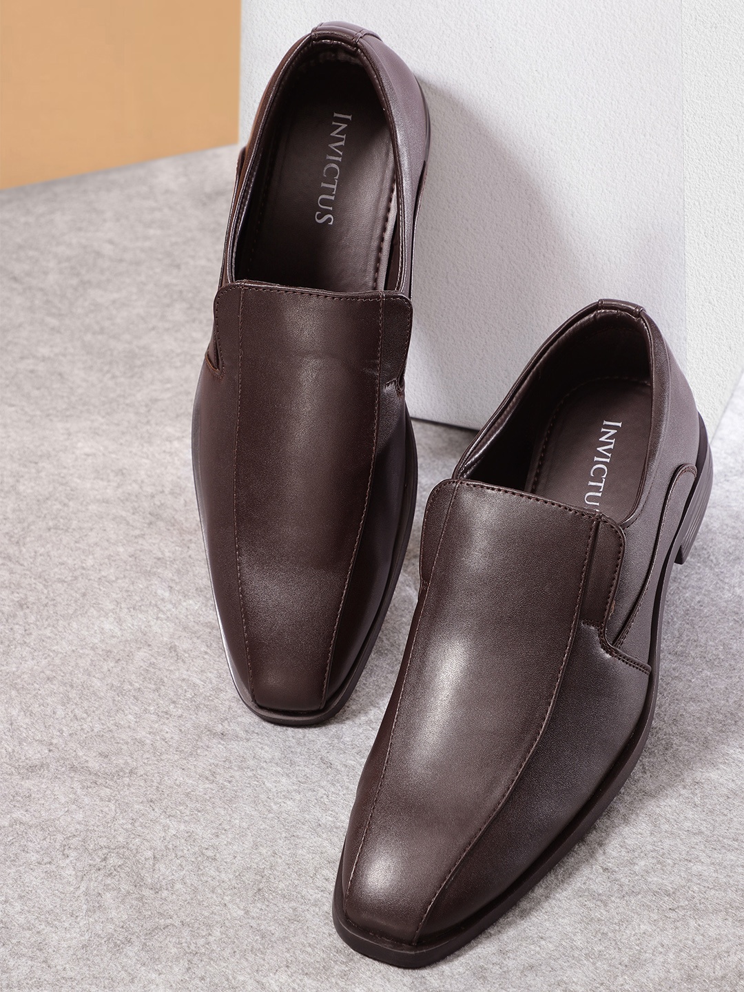 

INVICTUS Men Coffee Brown Solid Formal Slip-Ons