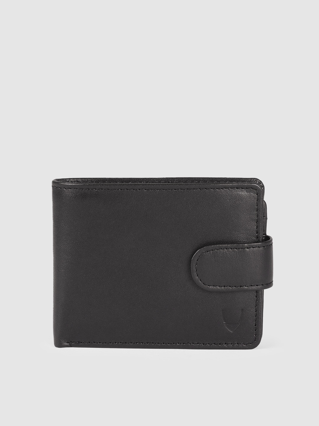 

Hidesign Men Black Solid Leather Two Fold Wallet with Brand Logo Embossed
