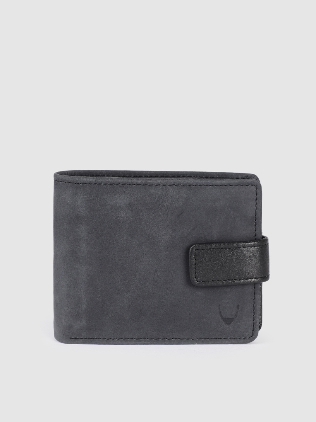 

Hidesign Men Black Solid Leather Two Fold Wallet with Brand Logo Embossed