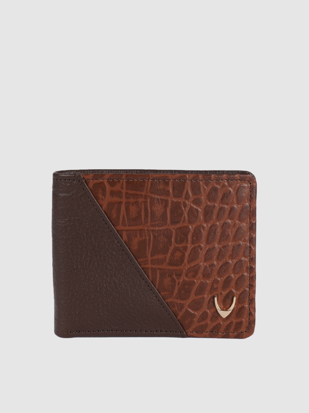 

Hidesign Men Brown Animal Textured Leather Two Fold Wallet