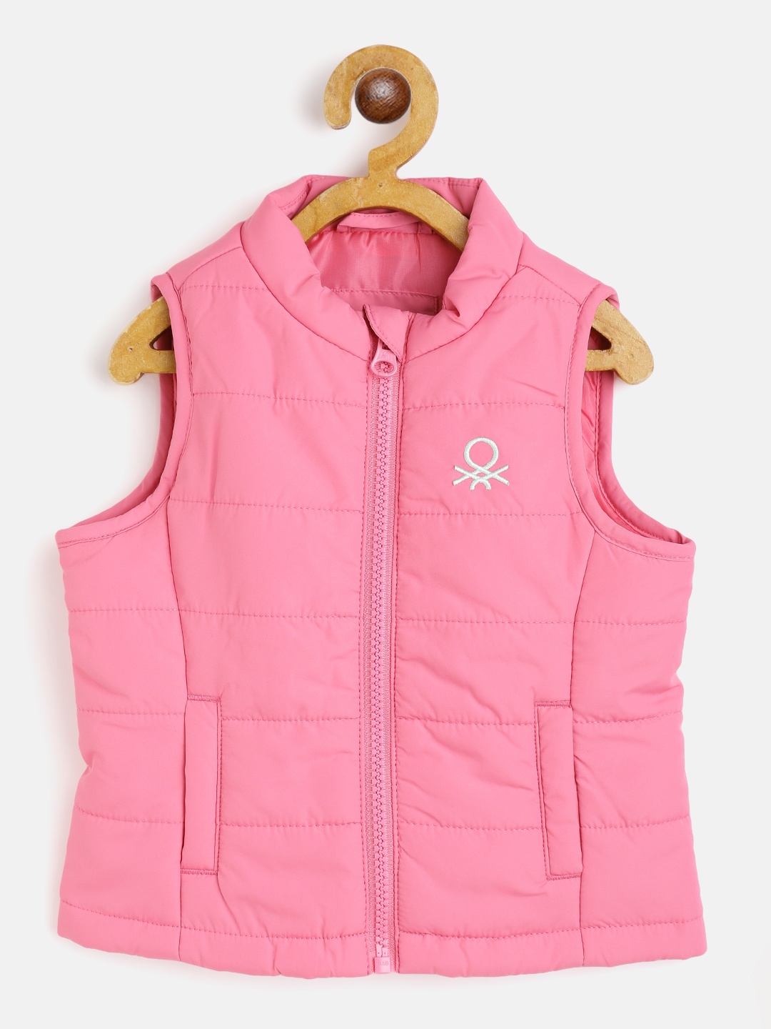 

United Colors of Benetton Girls Pink Solid Padded Jacket