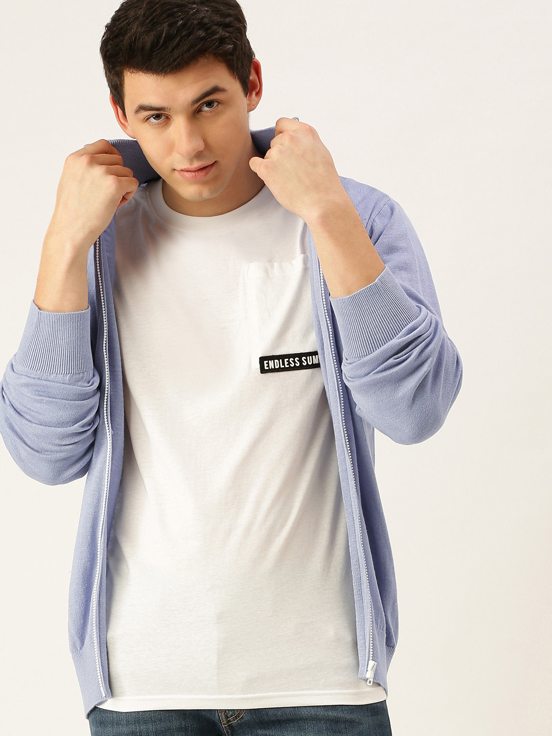 

FOREVER 21 Men Blue Solid Cardigan