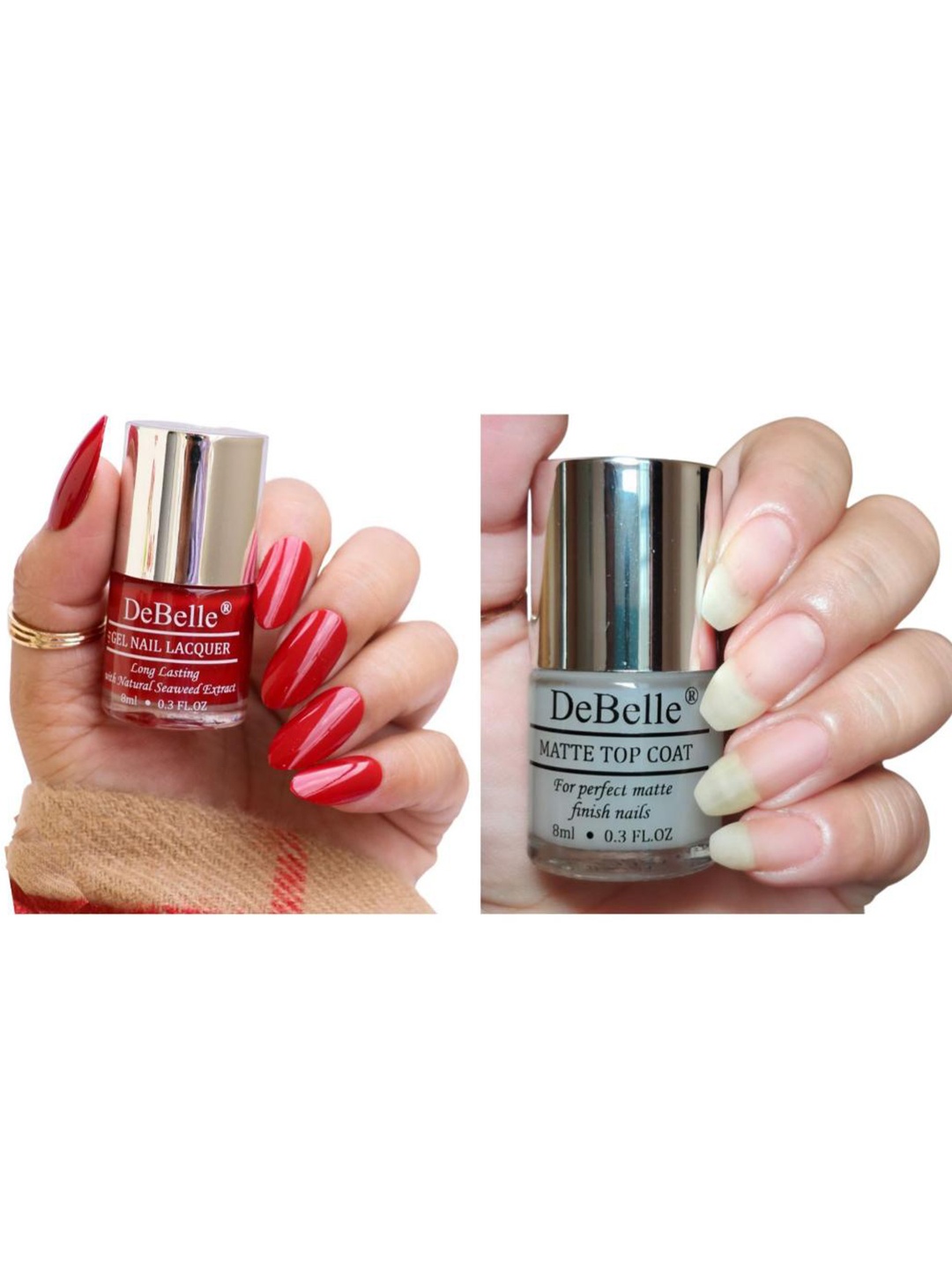 

DeBelle Set Of Gel Nail Polish - Moulin Rouge & Matte Top Coat - 8 ml Each, Red