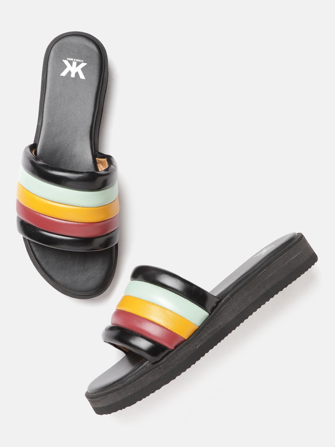 

Kook N Keech Women Multicoloured Striped Open Toe Flats, Multi