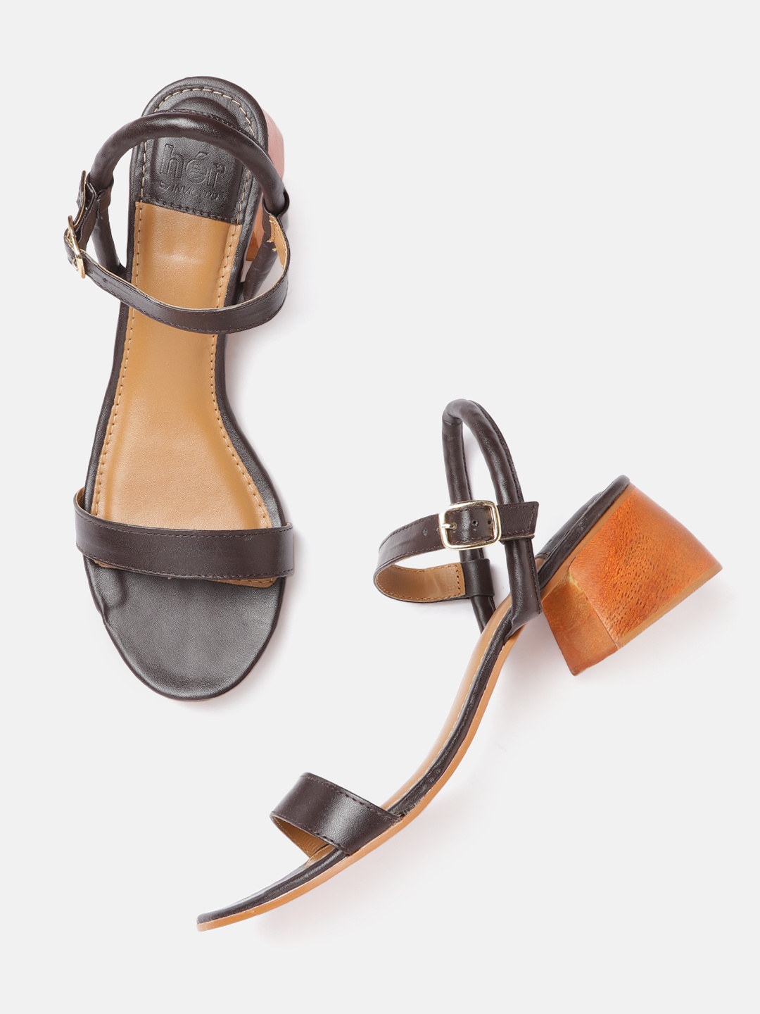 

her by invictus Women Coffee Brown Solid Block Heels