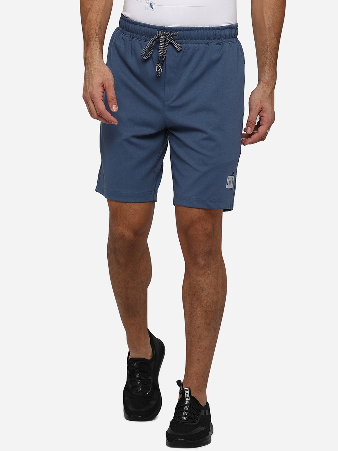 

JADE BLUE Men Blue Pure Cotton Solid Regular Fit Shorts