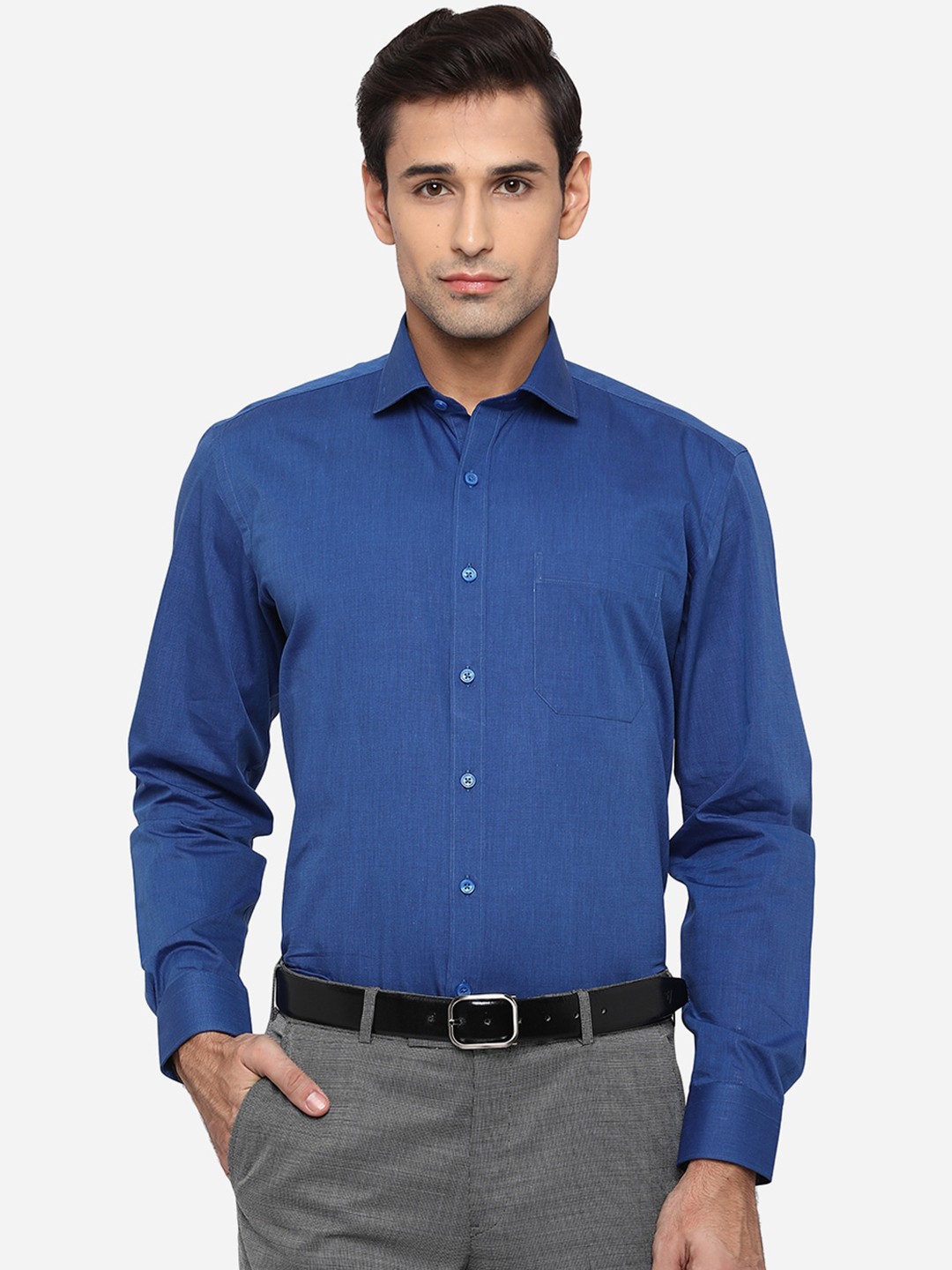 

JADE BLUE Men Blue Opaque Cotton Formal Shirt