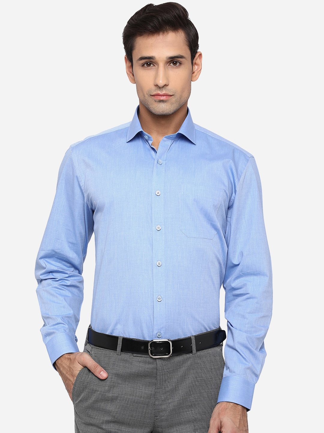

JADE BLUE Men Blue Opaque Cotton Formal Shirt