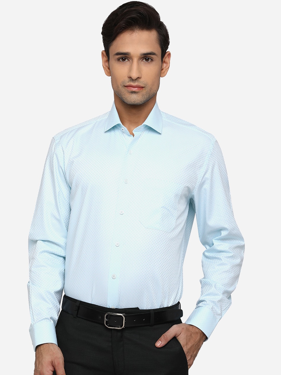 

JADE BLUE Men Blue Opaque Pure Cotton Formal Shirt