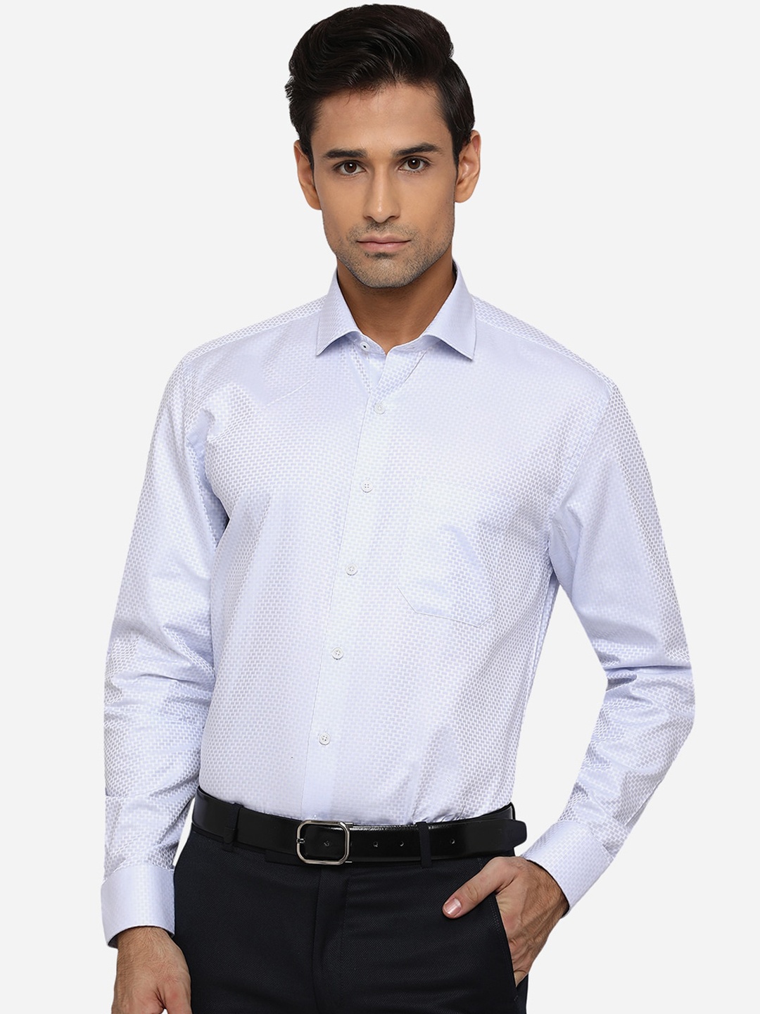 

JADE BLUE Men Blue Opaque Cotton Formal Shirt