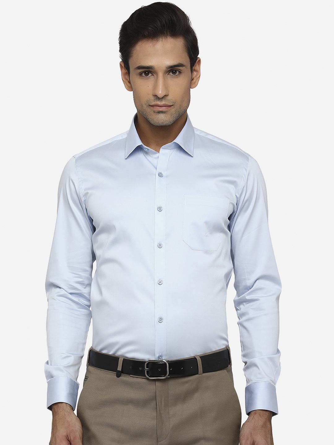 

JADE BLUE Men Blue Slim Fit Pure Cotton Opaque Formal Shirt