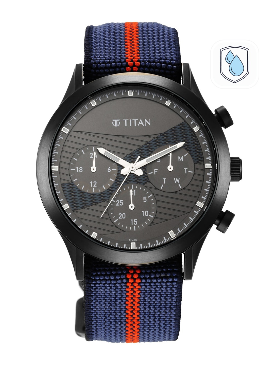 

Titan Men Multicoloured Dial & Blue Straps Analogue Watch 90129QP02, Multi