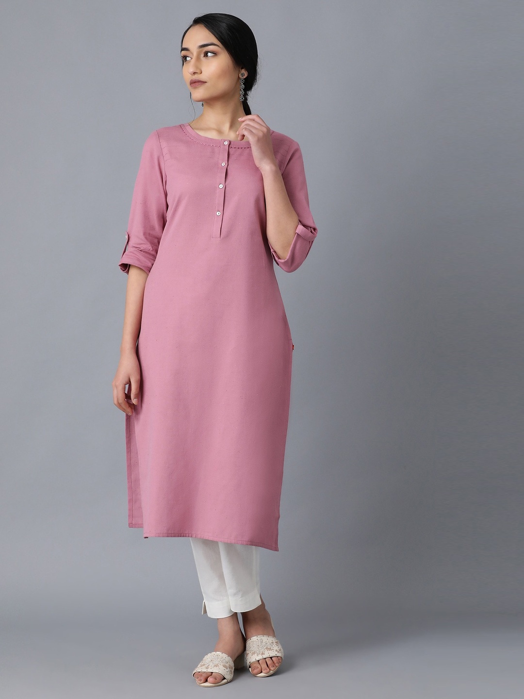 

W Women Purple Solid Kurta