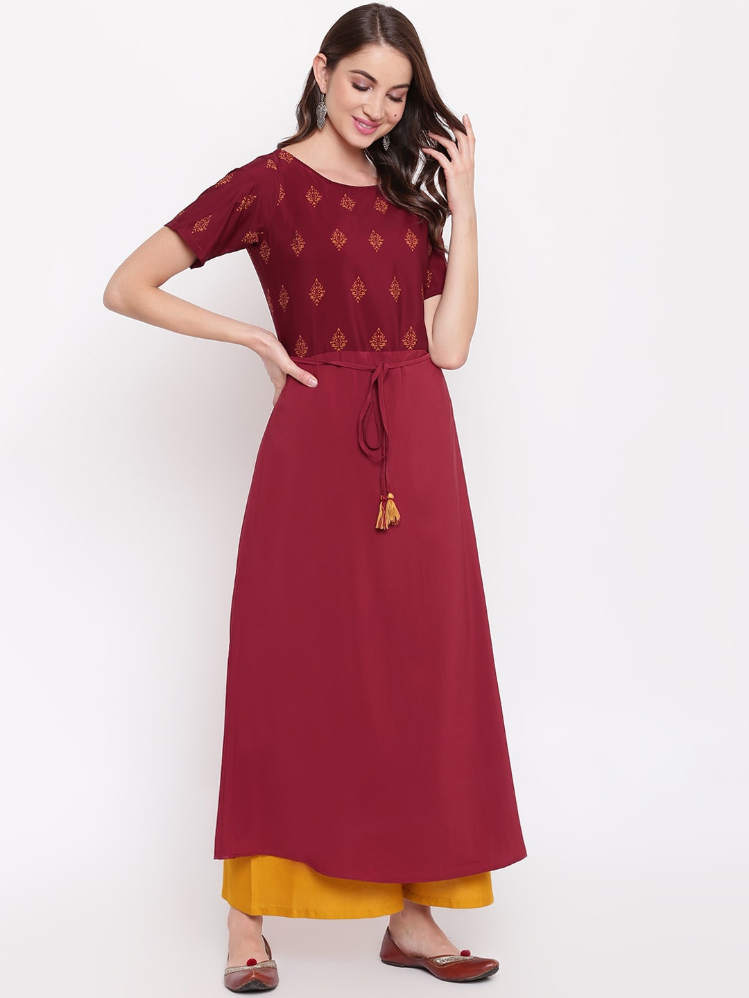 

Napra Women Maroon Floral Printed Georgette Kurta