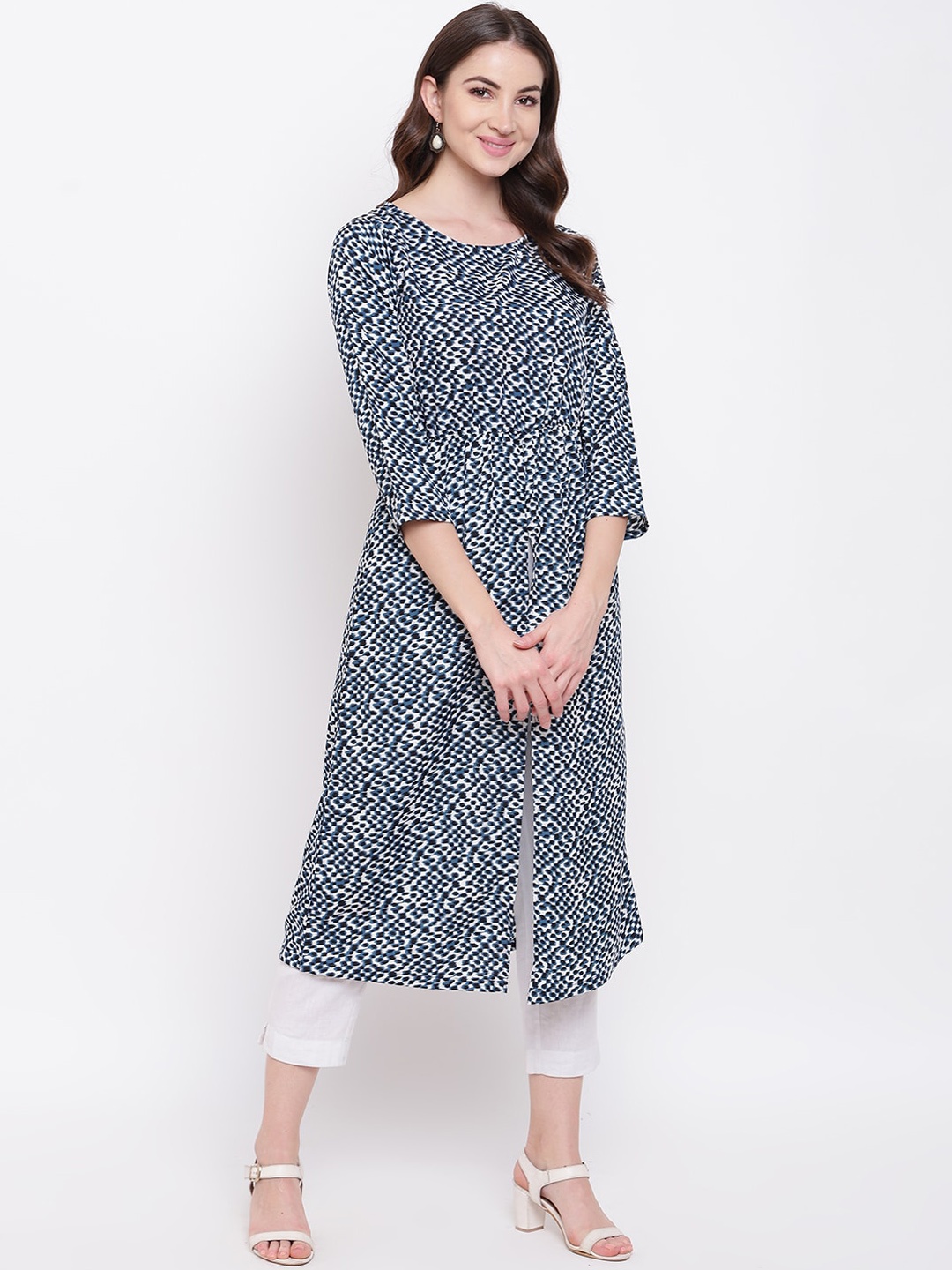

Napra Women Blue Printed Crepe Kurta