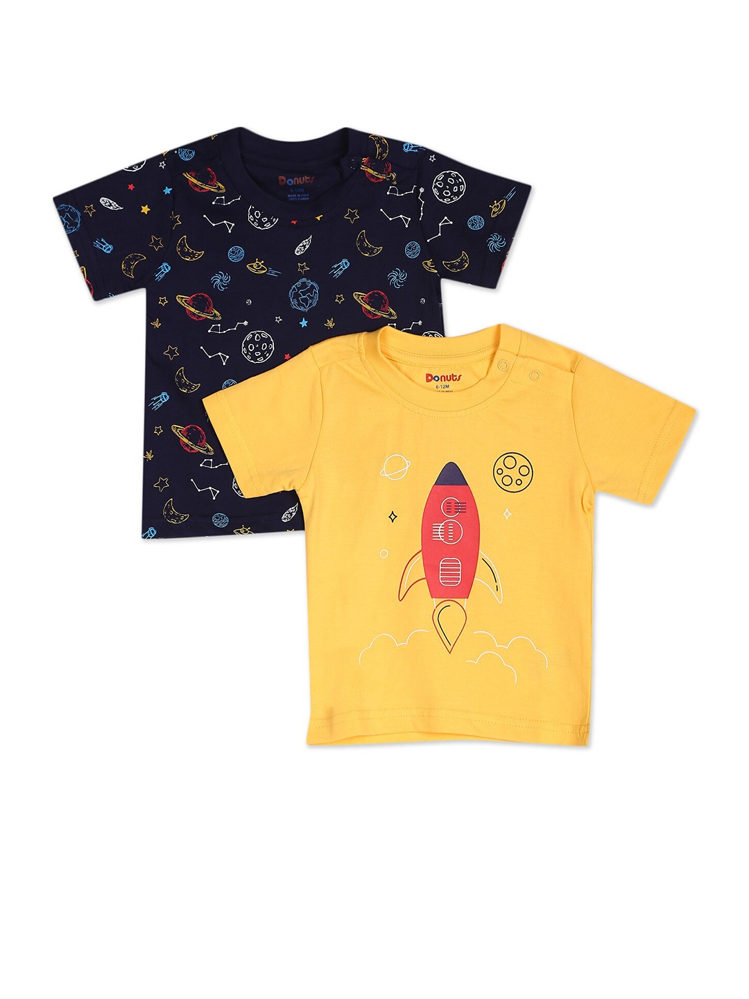 

Donuts Boys Yellow & Navy Blue 2 Printed T-shirts