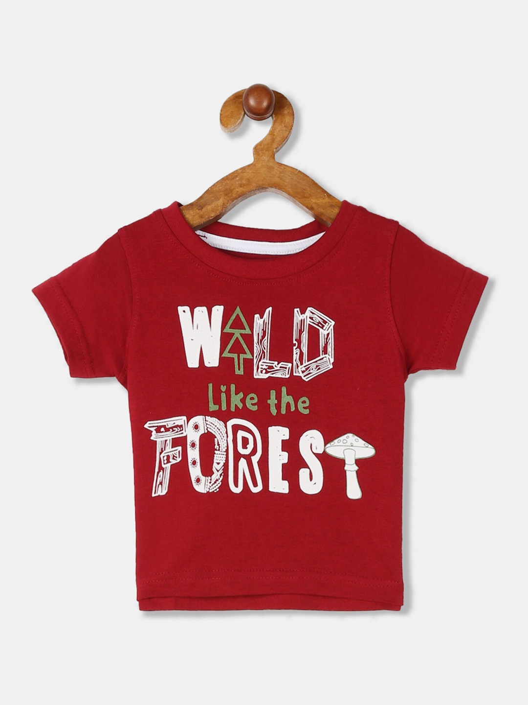 

Donuts Boys Maroon & White Typography Printed Cotton T-shirt