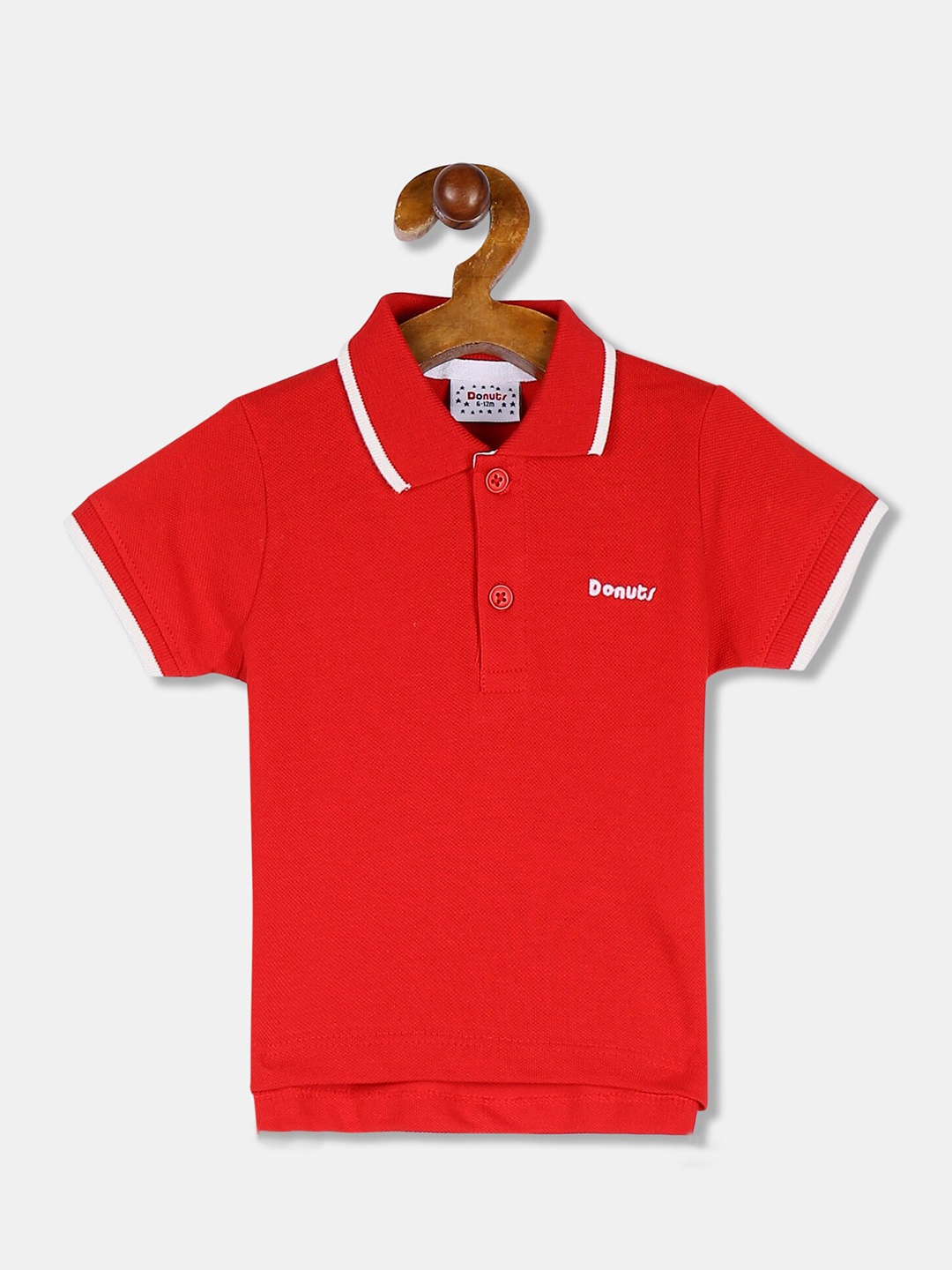 

Donuts Boys Red Solid Polo Collar T-shirt