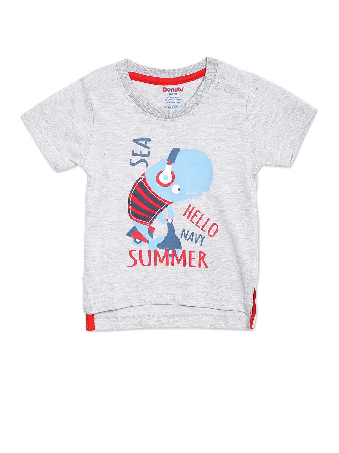 

Donuts Boys Grey Printed Applique T-shirt