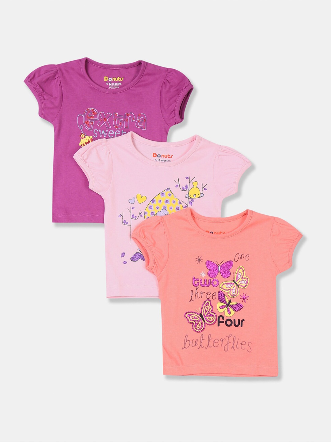 

Donuts Girls Pack Of 3 Assorted Printed T-shirt