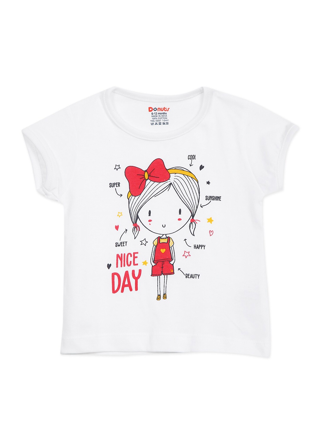 

Donuts Girls White Printed T-shirt