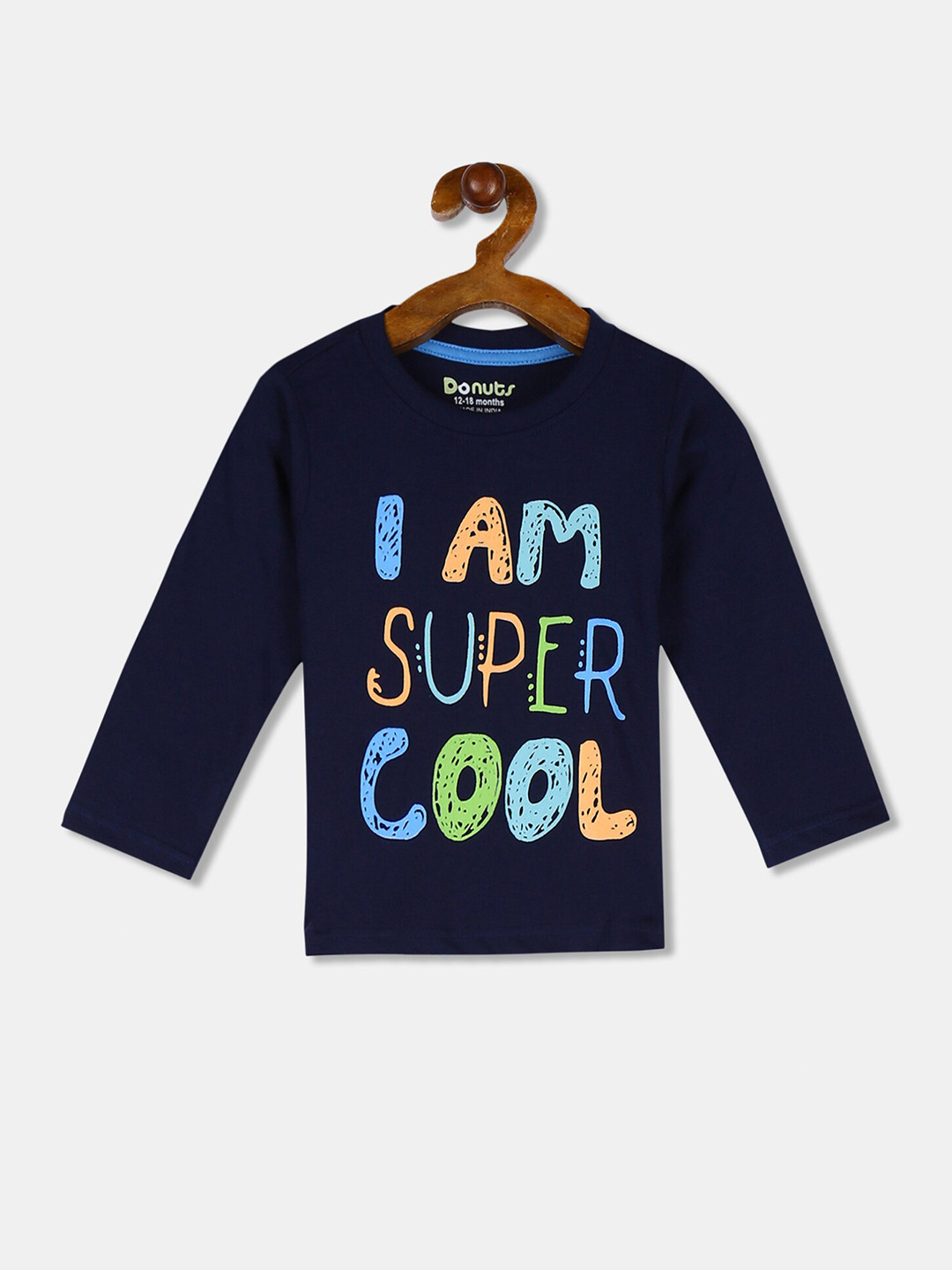 

Donuts Boys Navy Blue Typography Printed T-shirt