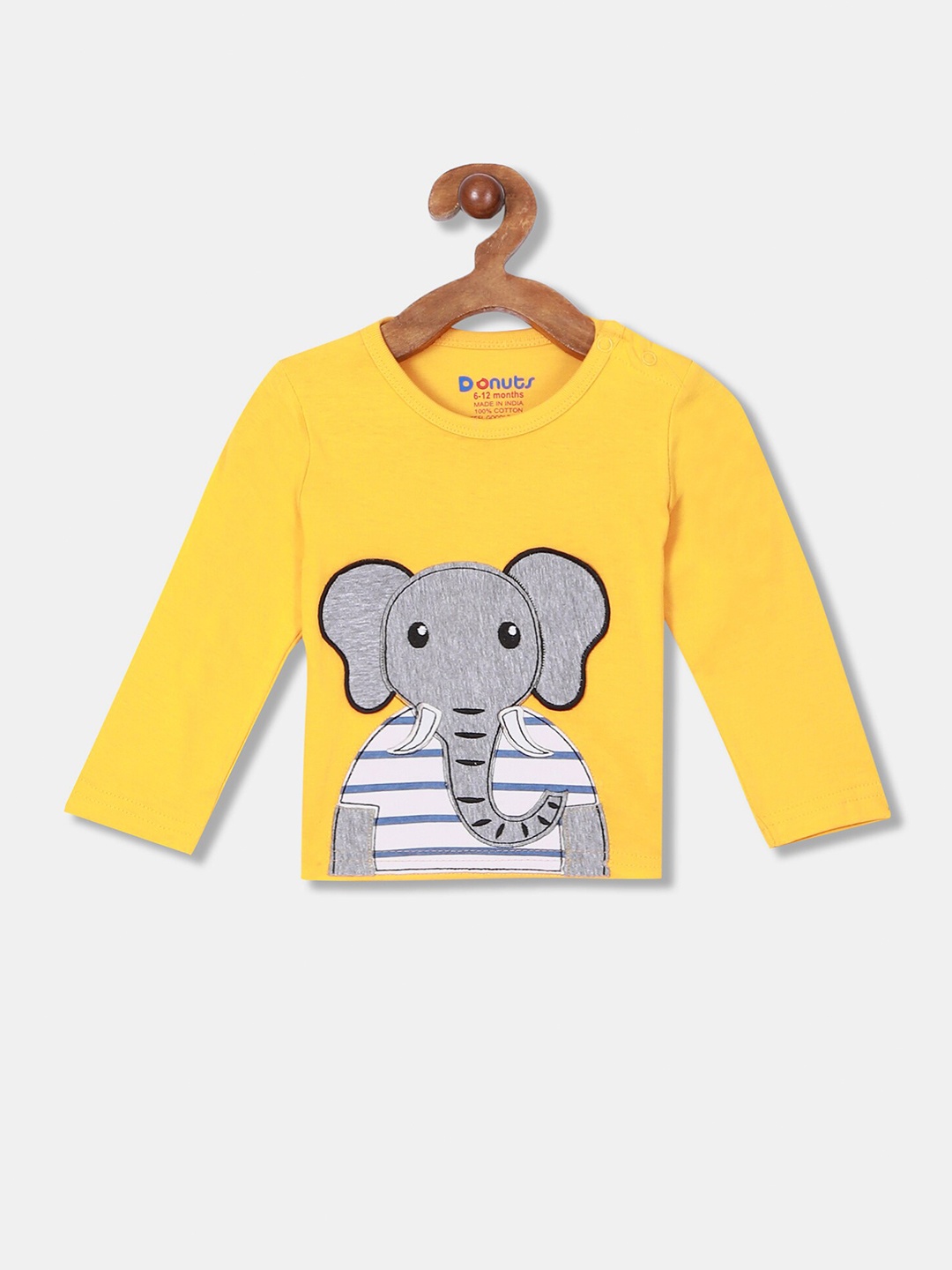 

Donuts Boys Yellow & Grey Printed T-shirt