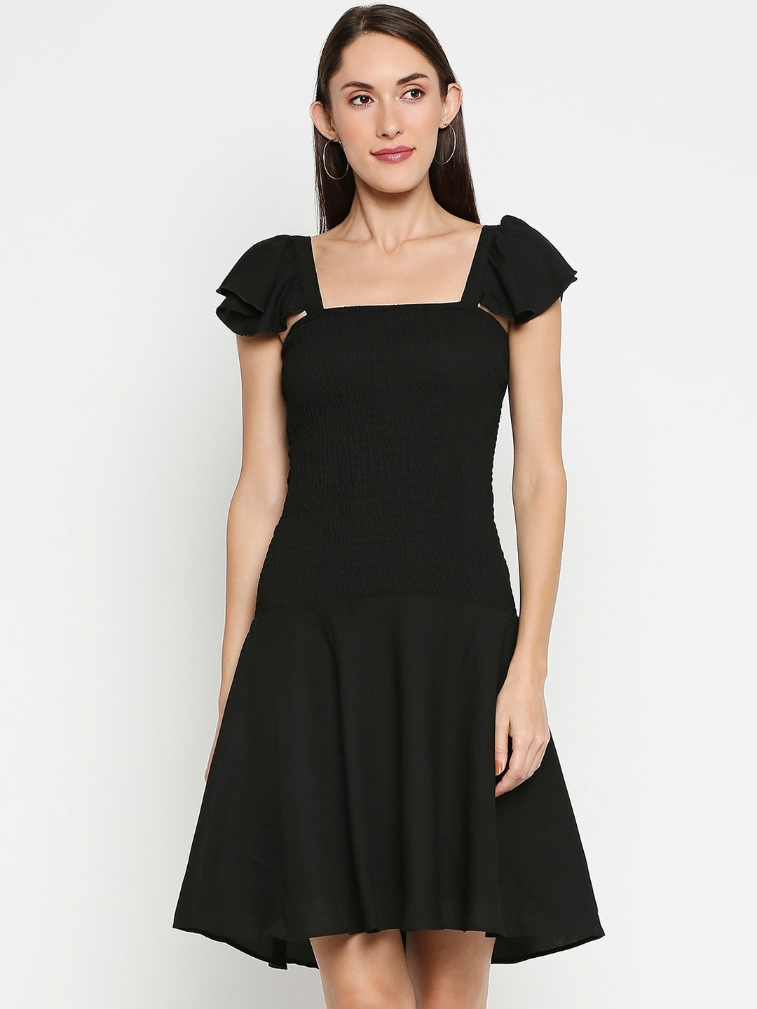 

aaliya Black Crepe Dress
