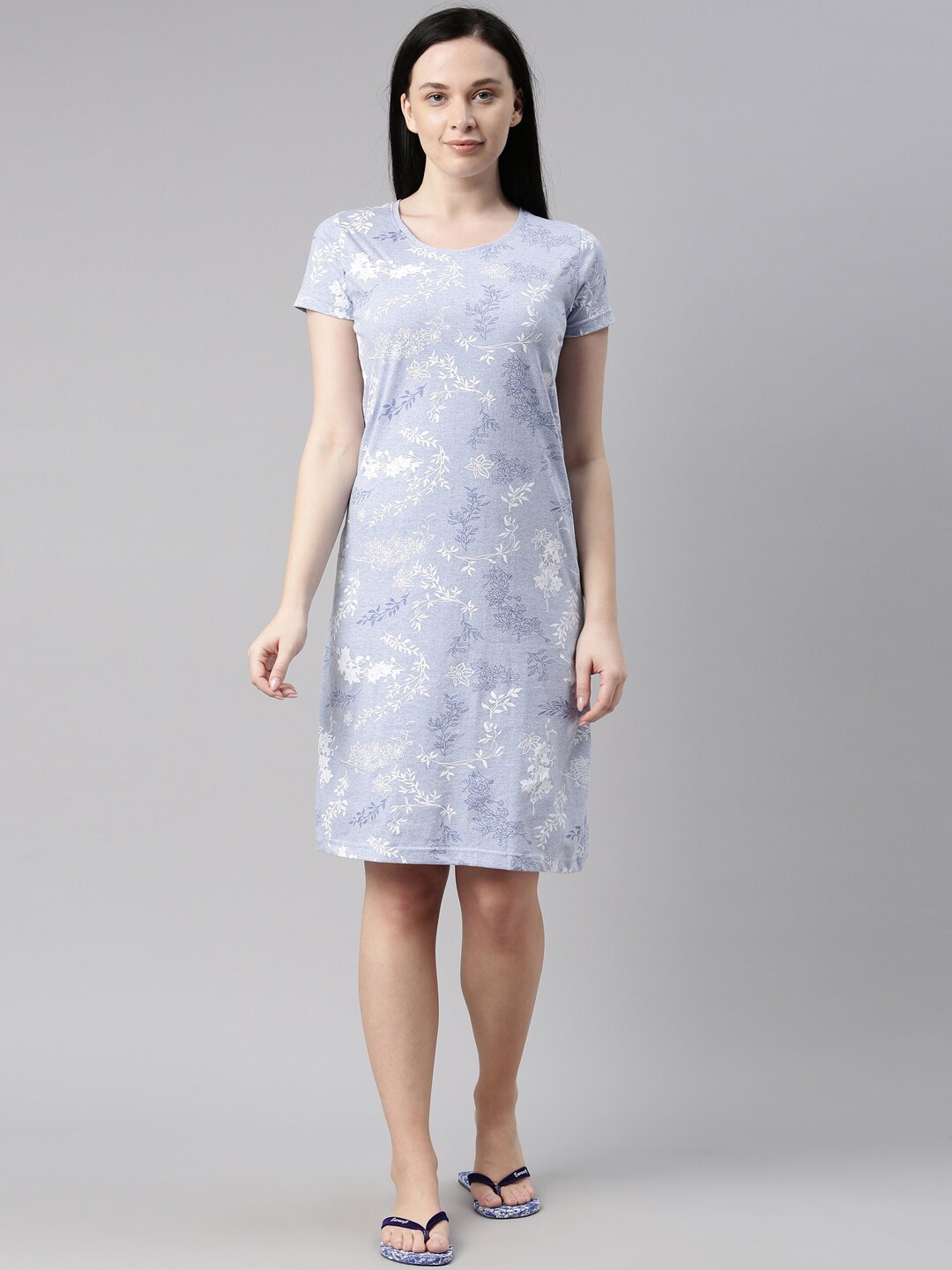 

Kryptic Blue Printed Pure Cotton Nightdress