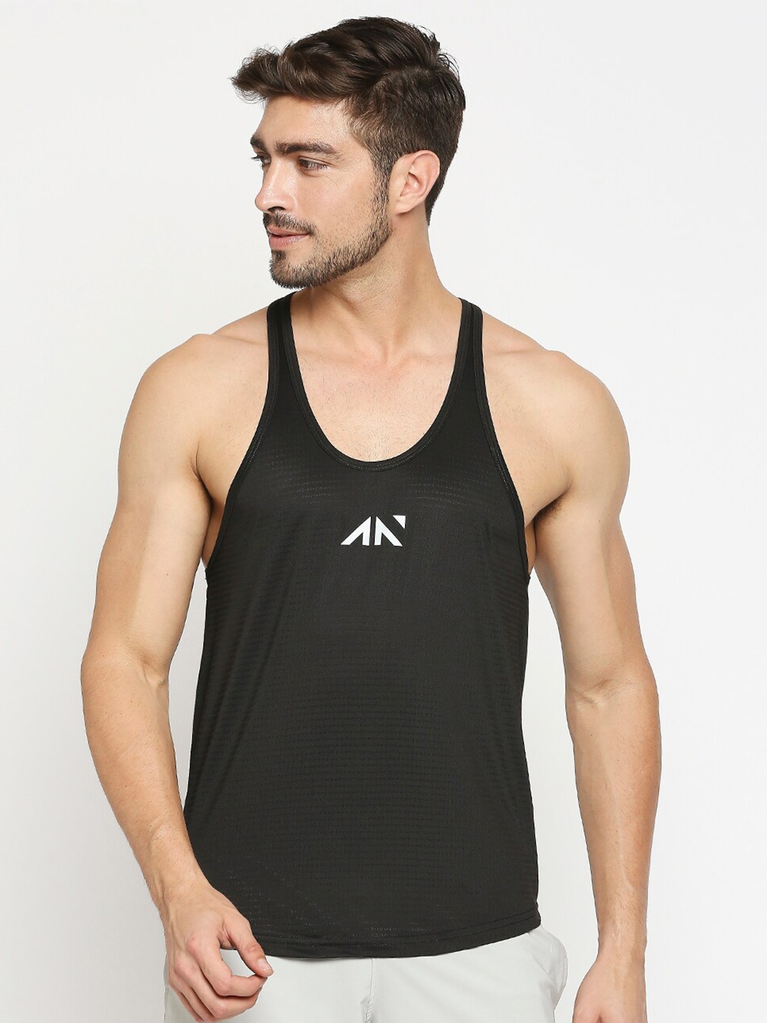 

AESTHETIC NATION Men Black Printed Slim Fit Innerwear Vest