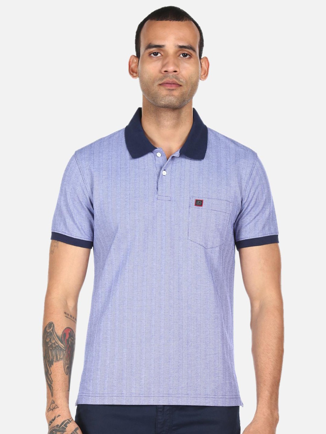 

AD By Arvind Men Blue Polo Collar Pockets T-shirt