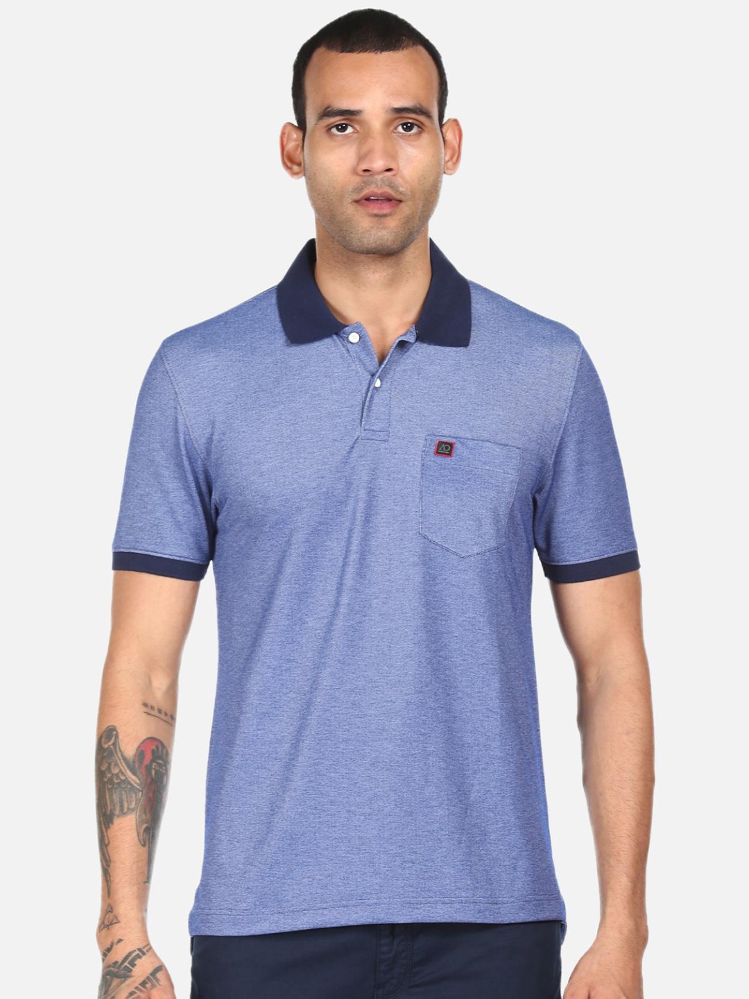 

AD By Arvind Men Blue Polo Collar T-shirt