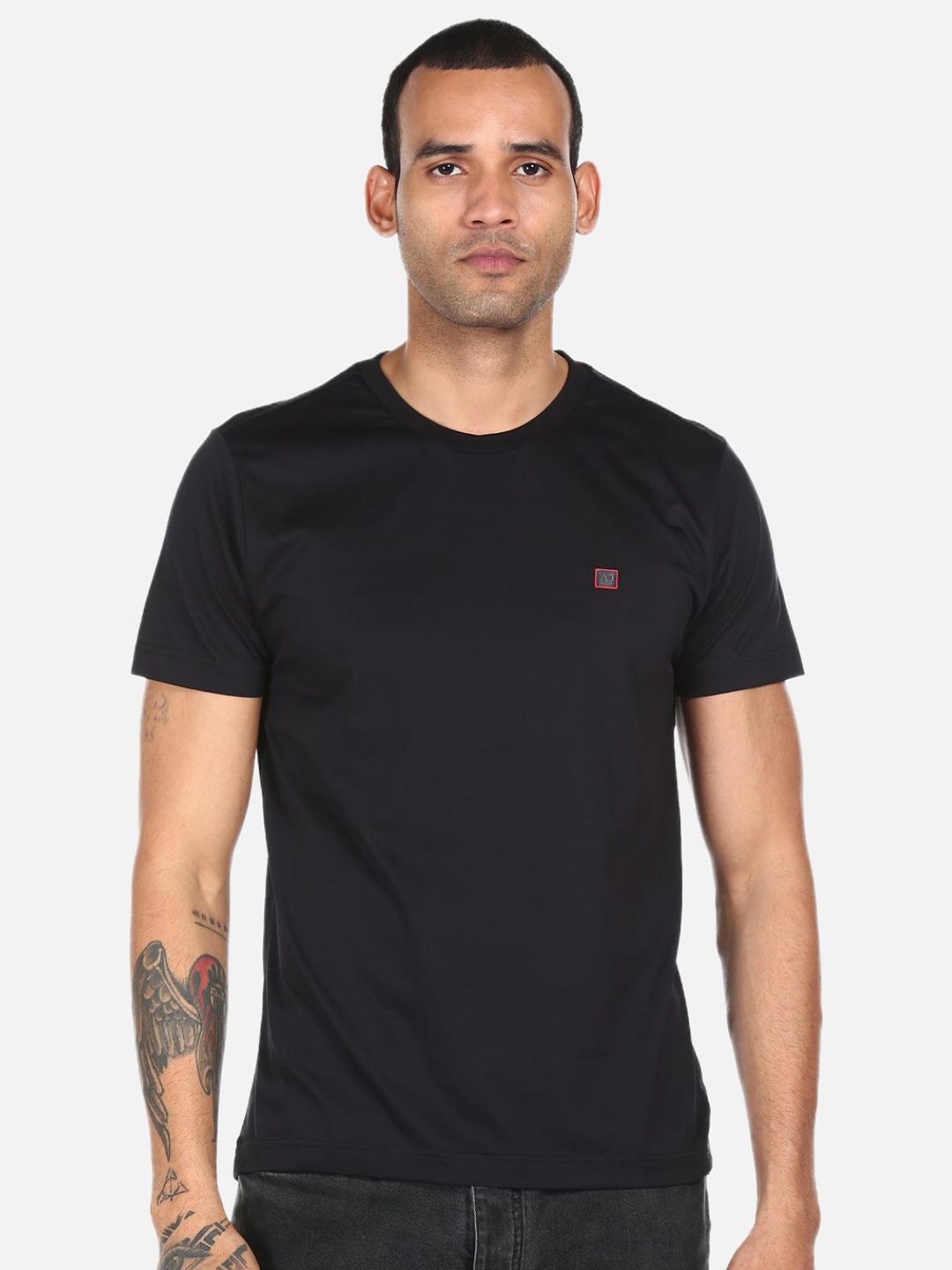 

AD By Arvind Men Black Pure Cotton T-shirt
