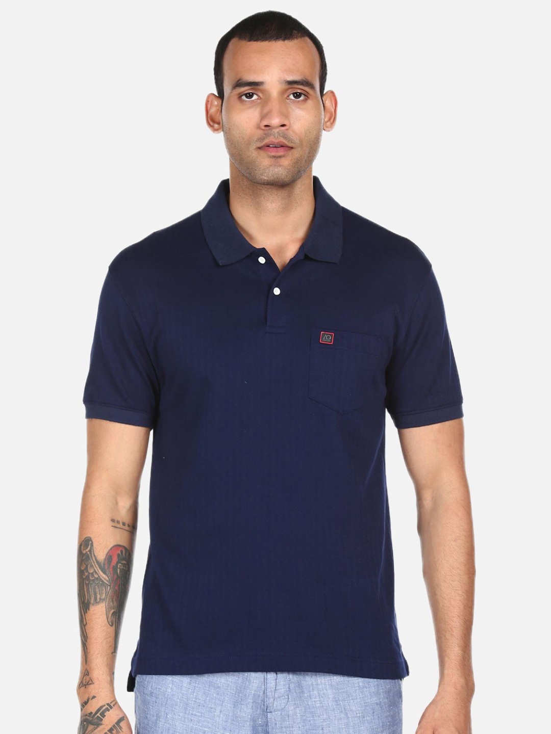 

AD By Arvind Men Navy Blue Polo Collar T-shirt